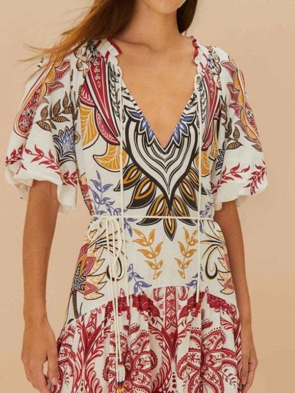 Farm Rio Tropical Boho Glam V neck Floral Maxi Dress Size: M retail $330 EUC - Picture 4 of 10
